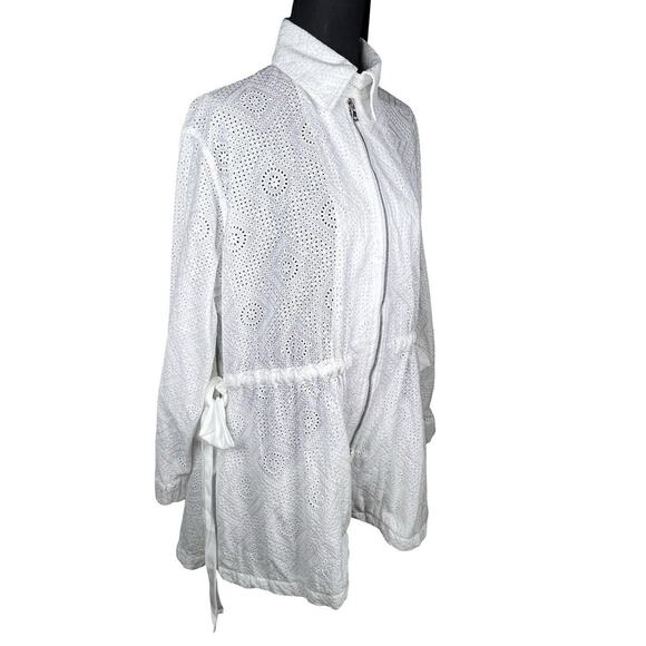 Adam Lippes Roderie-Anglaise Zip-Up Jacket Anorak In Cotton Eyelet White… - Picture 8 of 12